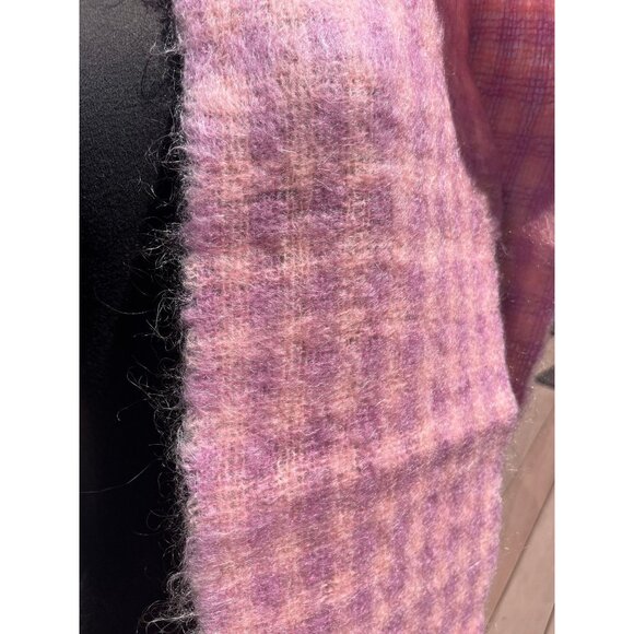 Vintage 1960’s Pink Purple Scarf Plaid Fall Winter Wool Woman's Scarf 33 1/2 x 8 - Picture 7 of 10